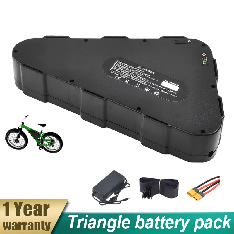 48 Ebike Battery Pack 52v Triangle Battery 20ah 24ah 50A BMS for 750w 1000w 1500w motor with charger