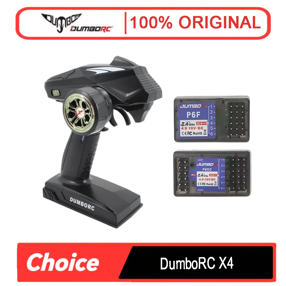 DumboRC X4 2.4G 4CH Remote Kit - P6F/P6DC Receivers 500m Range 3ms Response DC Light for RC MN-90 Car Boat Tank