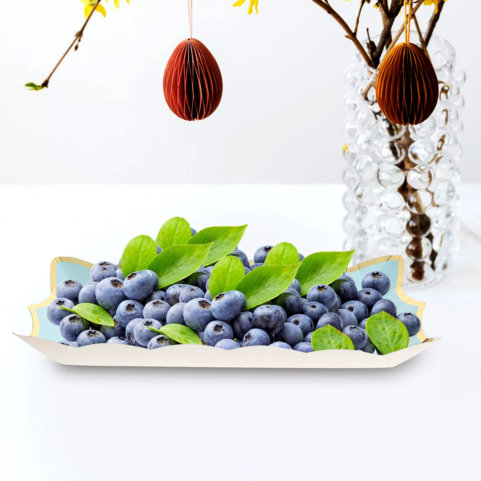 4 Pcs Container Square Paper Lace Plate Marble Tray Basket Fruit Trays for Serving Party