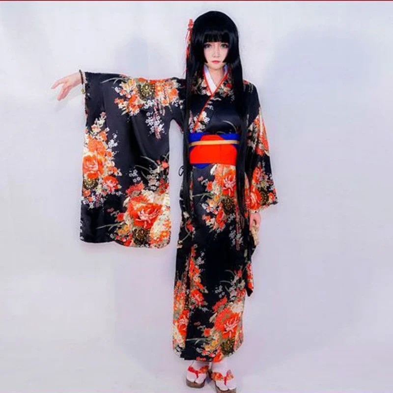 Jigoku Shoujo Enma AI maid dress Kimono Yukata uniform outfit anime cosplay costumes kimono belt bowknot waist rope * 2 pa4606