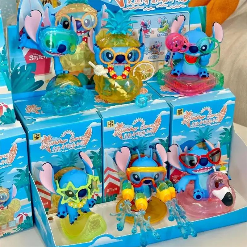 

Disney Stitch Summer Carnival Series Anime Figure Cool Stitch Doll Action Figure Model Statue PVC GK Surprise Toys Desktop Decor