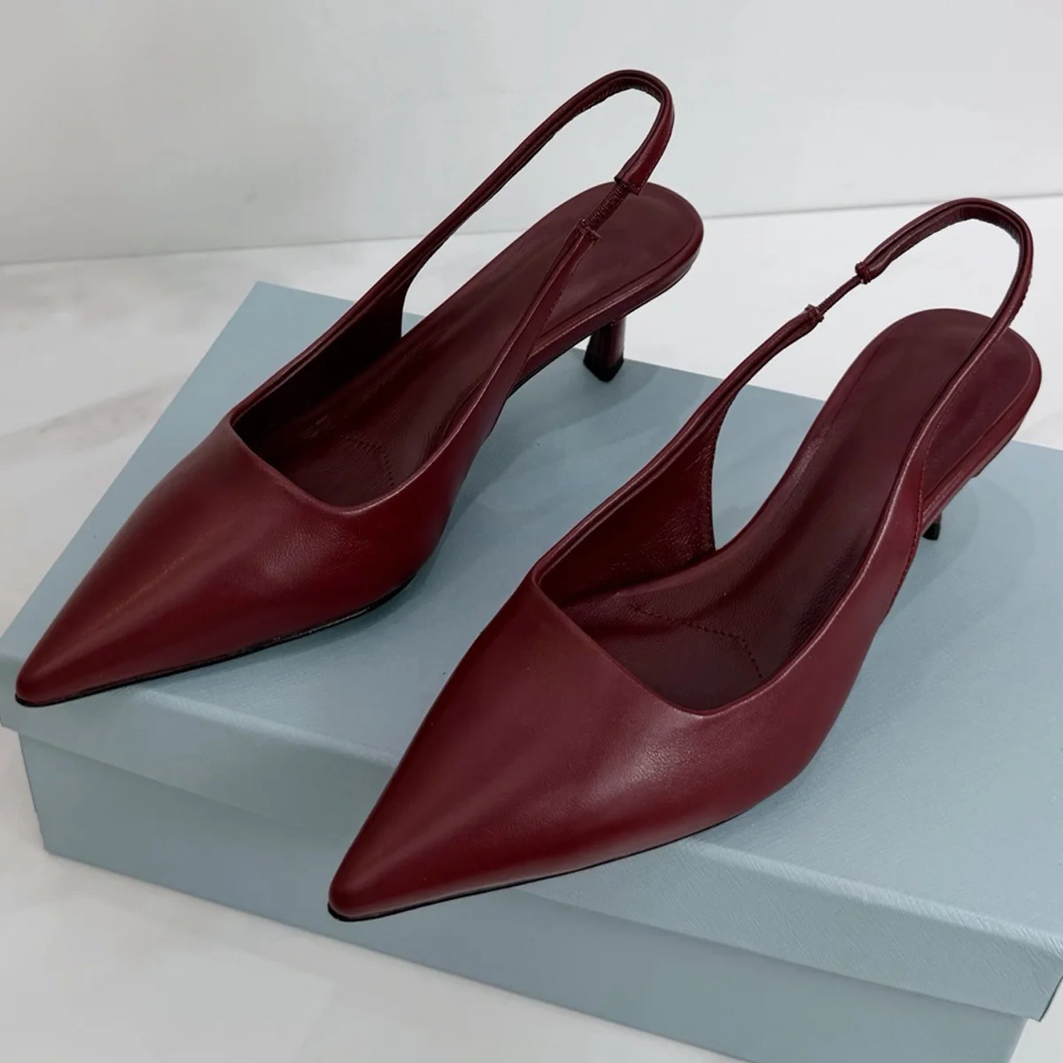 

2026 Women's Genuine Leather & Suede Pointed Toe Slingback Pumps, Elegant Stiletto Slip-On Heels for Office & Dating YYT25120106