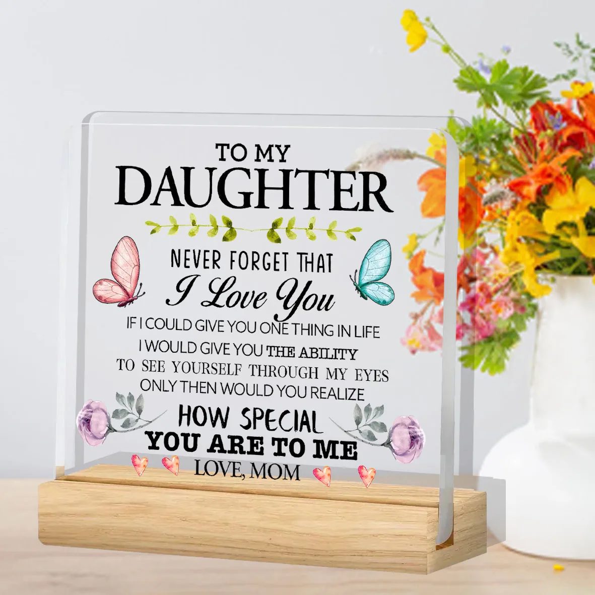 لافتة مكتب من الأكريليك الشفاف مقاس 3.98 × 3.98 بوصة أفكار هدايا للابنة النمو - مثالية لتخرج عيد الميلاد وأعياد الميلاد من أمي #6
