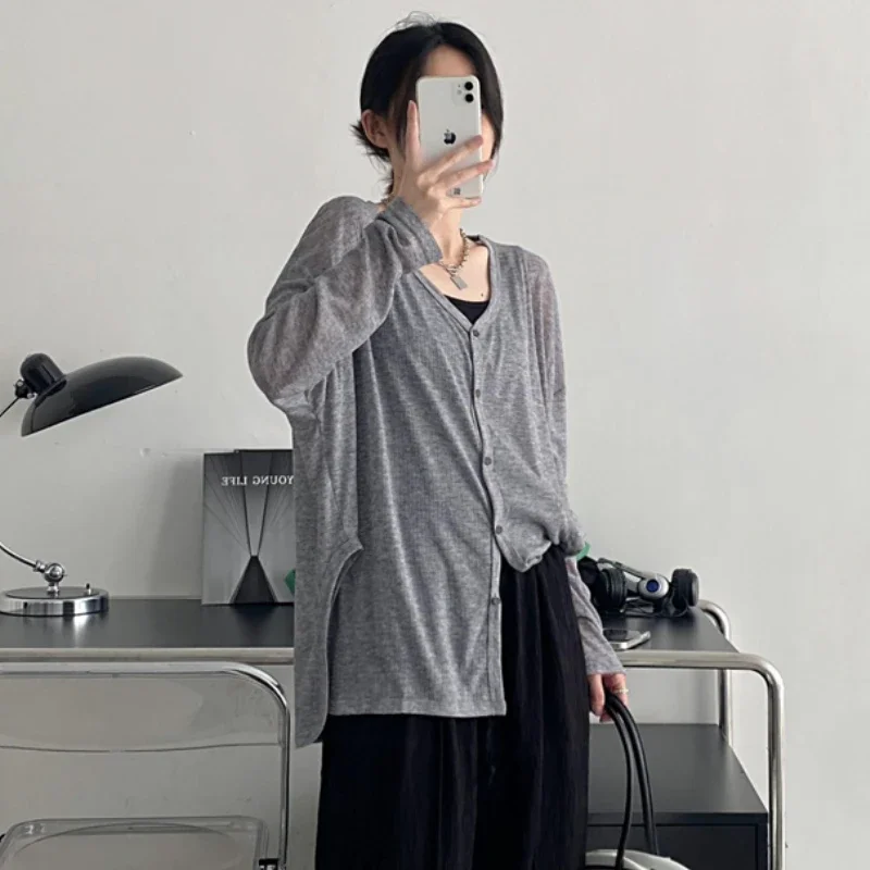 Baggy Sleep Tops Women Home Casual Soft Side-slit Breathable Sleepwear All-match Harajuku Simple Nighty for Ladies Korean Trendy