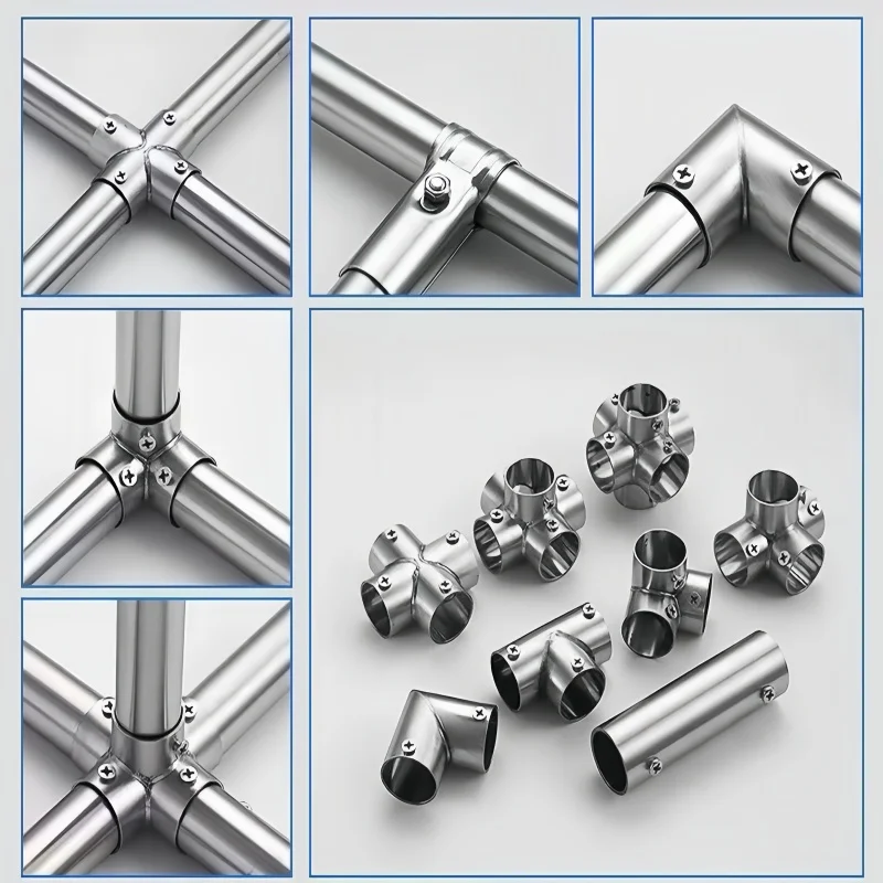 2/3/4/5/6 Way pipe connector fittings Stainless Steel 19/25/32mm Tube joiner Clothesline Shelf Tube Connector Furniture Hardware