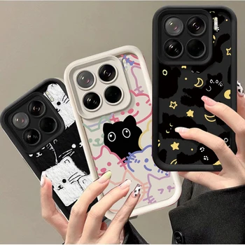 Cartoon Moon Star Black Cat Case For Motorola Moto Edge 70 50 Pro 60 Fusion Stylus 40 Neo…