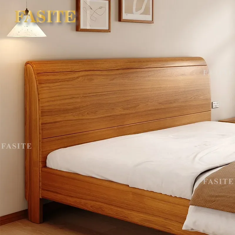 For 1.8m 1.5m Double Bed Myanmar Old Teak All Solid Wood Medium Ancient Style Master Bedroom Marriage Suspended Platform Bed