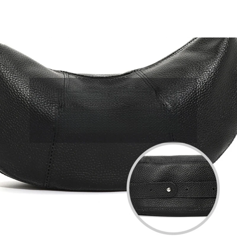 Damen Halbmondförmige Dumpling-Tasche aus Rindsleder, Vintage Unterarm-Schultertasche Crossbody-Handtasche für den Täglichen Arbeitsweg – Detail 3