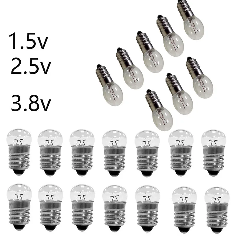 10pcs Student Electrical Experimental Physics Class Use 0.3A 1.5V 2.5V 3.8V 6V Small Incandescent Bulbs