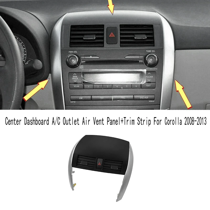 1Set Car Center Dash A/C Outlet Air Vent Panel Emergency Button Trim Cover Strip Kit For Toyota Corolla 2007-2013 5567002160