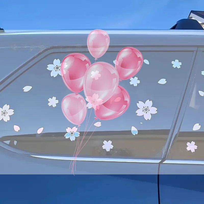 27pcs Cherry Blossom Car Sticker Pack UV Resistant Floral Decals for Car Windshield Bumper Scratch Cover Use