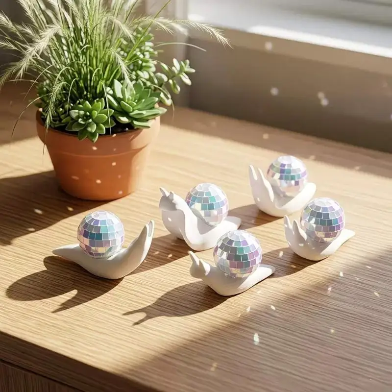 #2Pcs Snail Disco Ball Light Spot Refractor Creative Window Sun Catcher Ornament for Home Indoor Party Decor