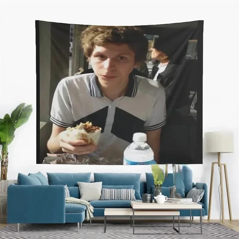 Michael Cera Eating Burrito Wall Hanging Tapestry Funny Cartoons Meme Tapestry Aesthetic Room Decor Cover For Bedroom