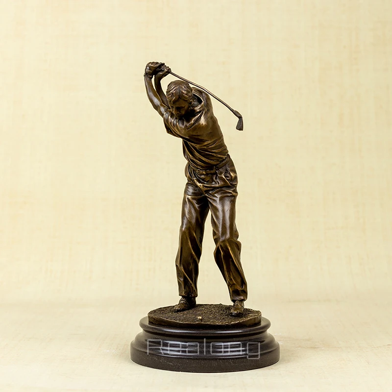 32cm Bronze Golf Man Statue Playing Golf Sculpture Bronze Golfer Art Figurine Bronze Casting Crafts Ornament For Home Decor Gift