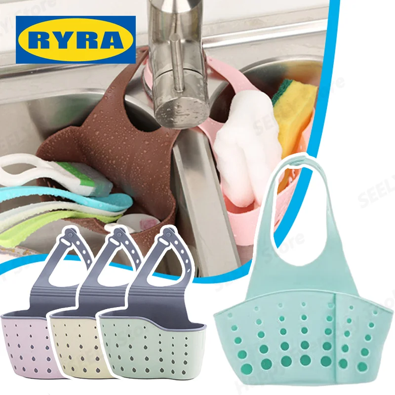 Kitchen Organizer Soap Sponge Drain Rack Sink Shelf Dish Drainer Portable Hanging Drain Basket Kitchen Gadget Kitchen Accessory