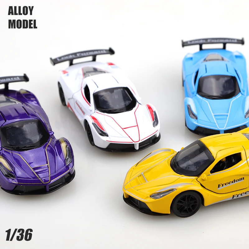 (Corrugated Box) 1/36 Scale, Striped Gull-Wing Supercar Style Toy Car, Strong Spring Force, Metal Casting, Boy's Toy, the Best