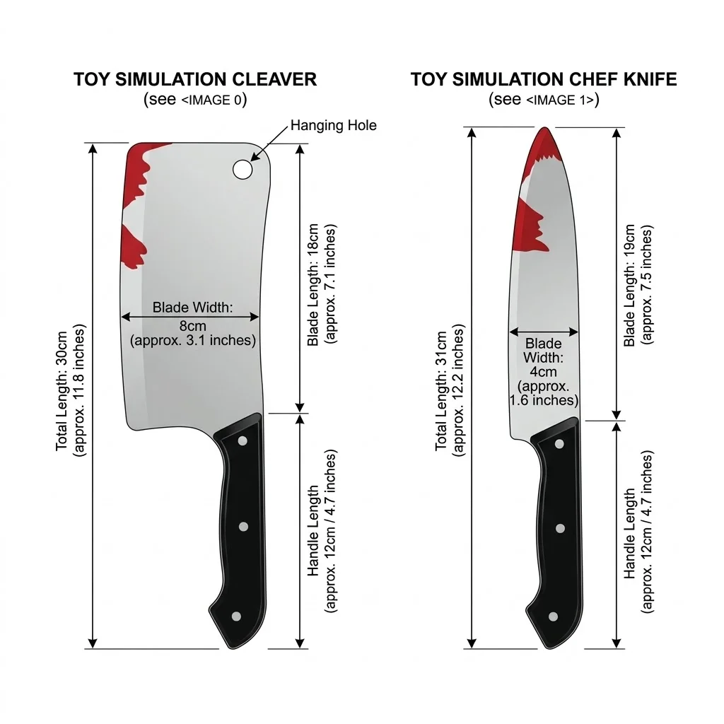 Realistisches Plastik-Deko-Messer mit roter Fleckenoptik – Halloween-Dekoration, Cosplay-Spielzeug, sichere Messer-Replik für Filmrequisiten & Scherzspiele – Detail 2