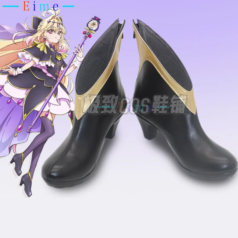 Moria Ruruka Black Boots Custom Made Big Size Anime Star Detective Precure Cosplay Shoes Halloween PU Leather Shoes