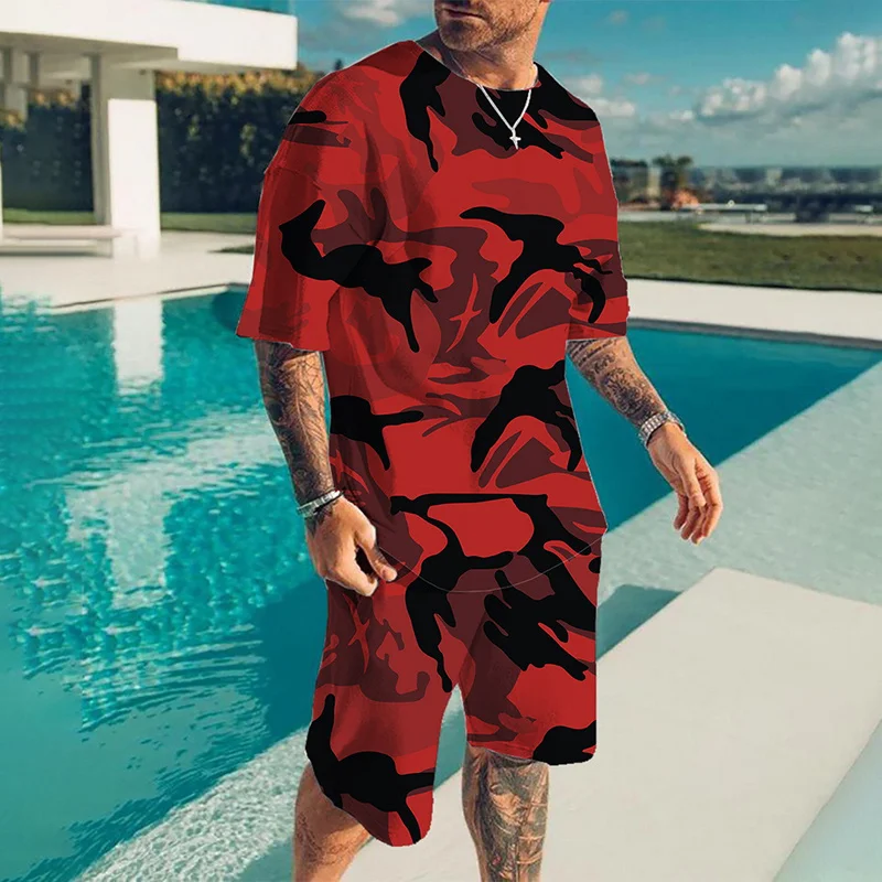 

Summer Casual Breathable and Refreshing Sports Suit Oversized Men's Top Y2K Style Printed 3D Format Pattern Short Sleeve T-Shirt