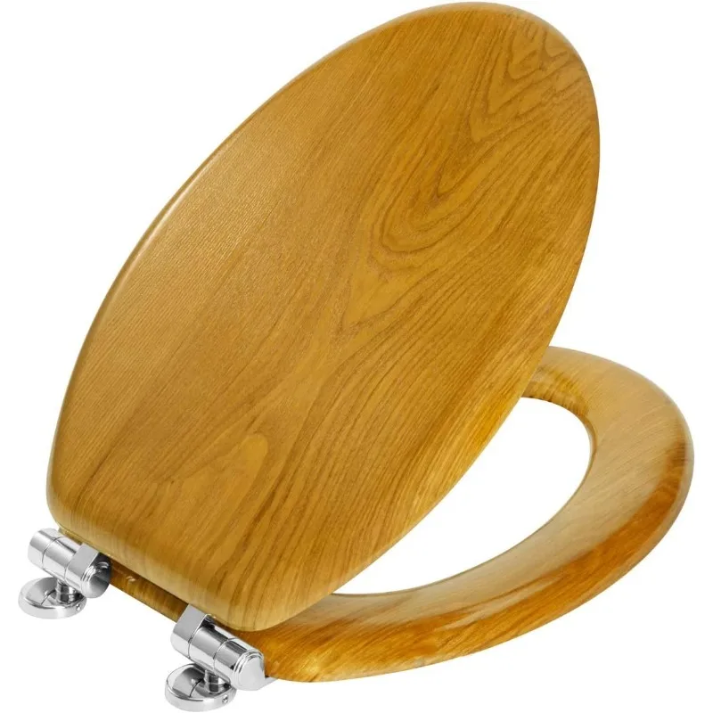 

Wood Veneer Natural Toilet Seat with Quiet Close, Easy Clean, Quick-Release Hinges