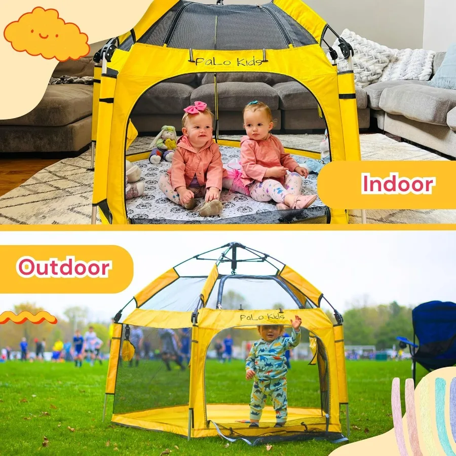 Cercadinho pop up portátil para bebês, cercadinho pop e go com dossel, barraca de praia para bebês, cercadinho interno e externo para bebês pop up pa