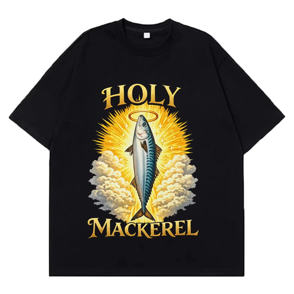 Holy Mackerel Funny Fish Meme T-Shirt Men Women Fashion Vintage T-shirt Summer Short-sleeved Loose Cotton T-shirts Streetwear