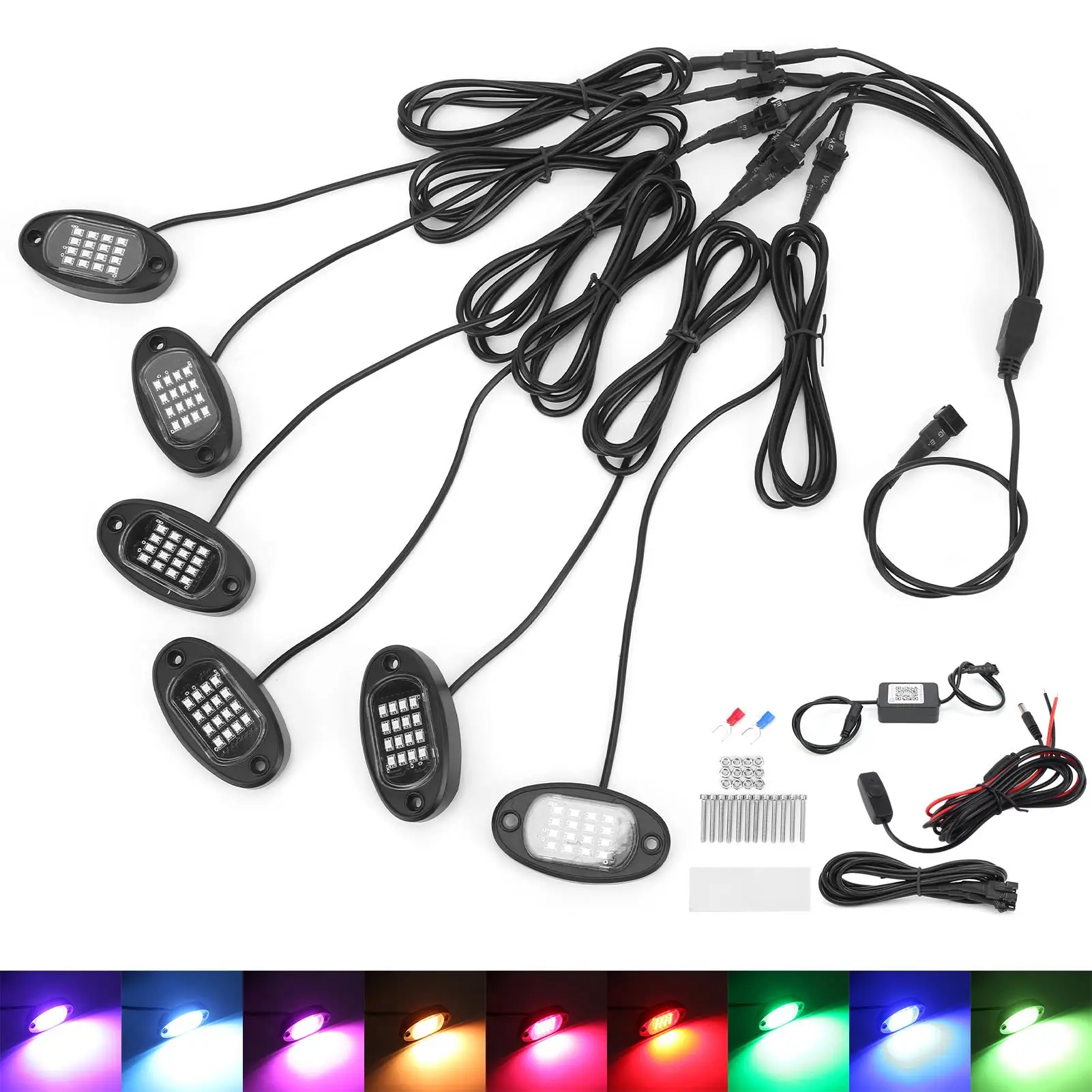 for car Accessories automobiles LED Rock Light Kit 1V6 Remote Control Colorful for car Motorcycle Chassis air flow meter