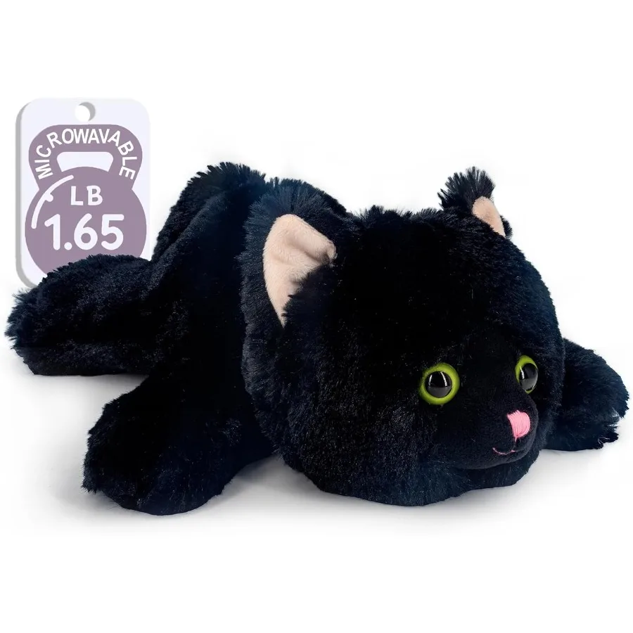 

Microwavable Black Cat Stuffed Animal Weighted Plush Heating Pad for Girls Women Elder People Cozy Gift Soft Warmth Comfort