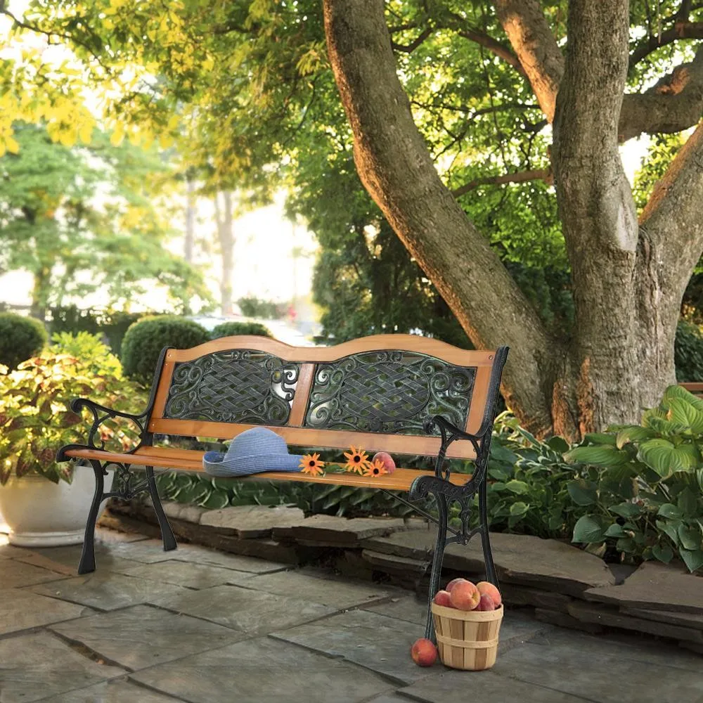 

50" Steel Bench Outdoor Indoor Garden Park Porch Patio Chair Home Furniture New