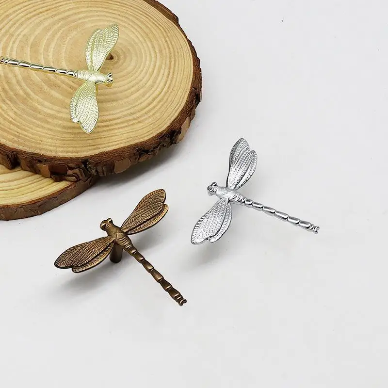 Retro Dragonfly Shape Cabinet Drawer Knobs Vintage Metal Furniture Handles