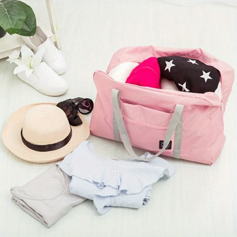 حقيبة سفر قابلة للطي من القماش الخشن، حقيبة سفر خفيفة الوزن وسعة كبيرة، ملحقات رحلة عطلة نهاية الأسبوع الرياضية طوال الليل، حقيبة تخزين متحركة