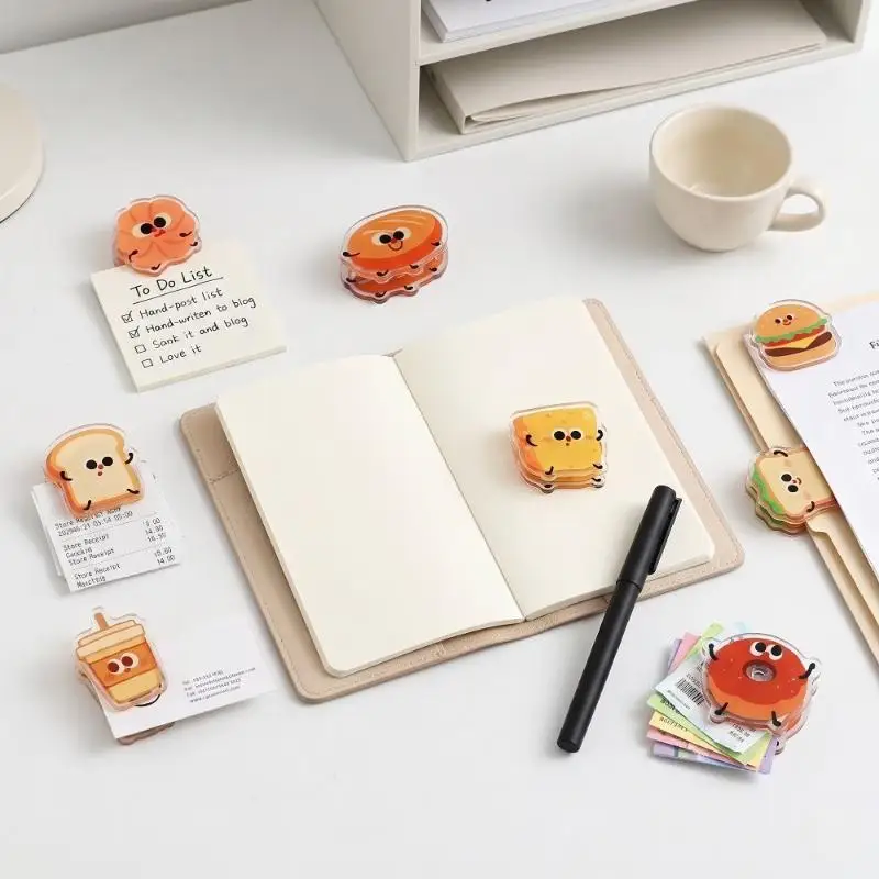 7 Pcs Cartoon Bread Shaped Snack Bag Sealer Clips Multi Purpose Clips for Food Packages Receipts Notes Files Book Pages Photos