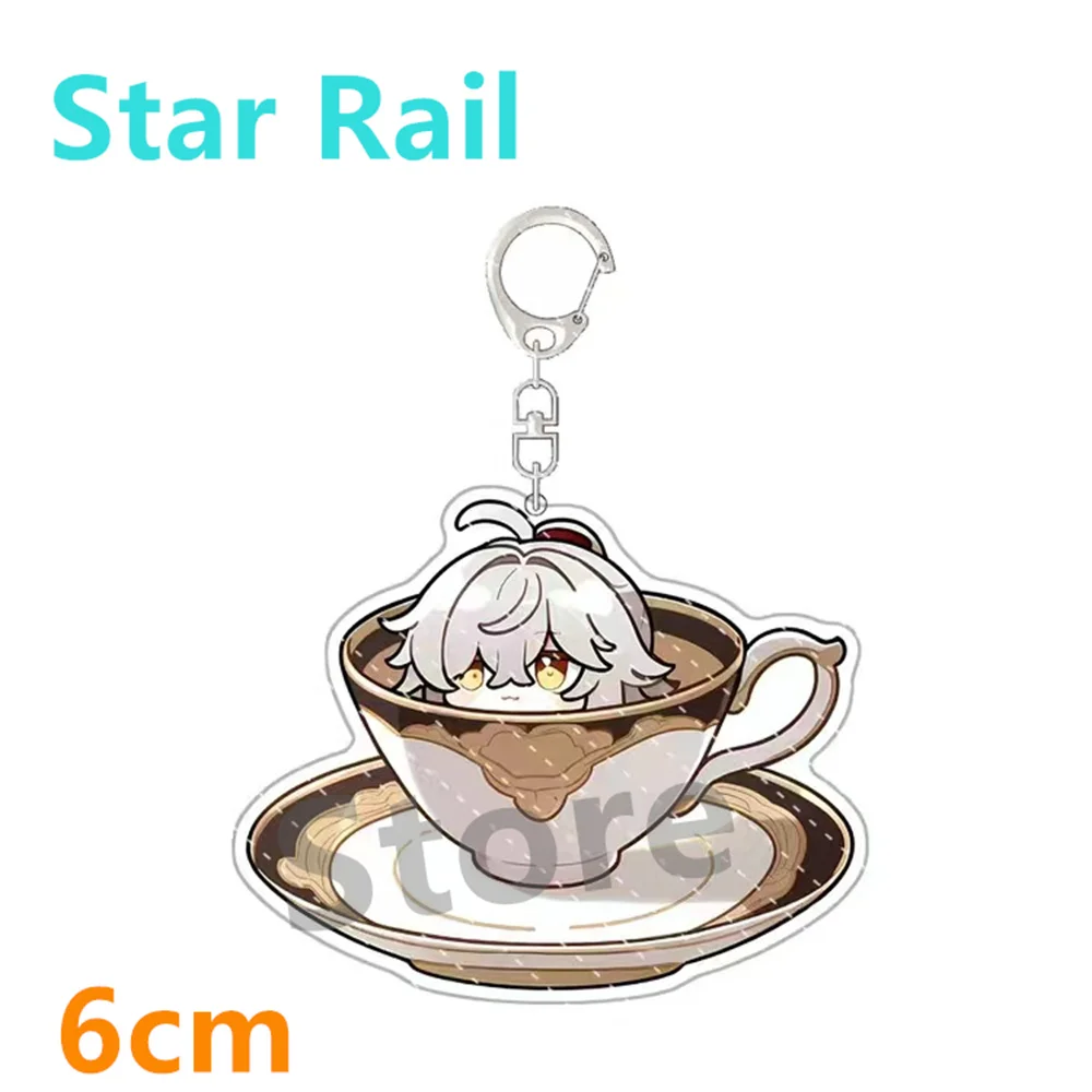 New Anime Honkai: Star Rail Imbibitor Lunae Jingyuan Kafka Teacup Keychain Cute Cartoon Anime Pendant Key Ring Gift