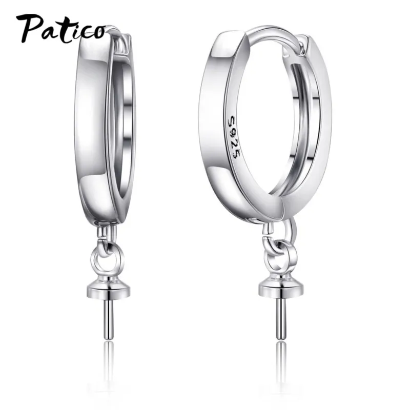 Fashion Charm 925 Sterling Silver Hook Earings Findngs For Women Geometry Round Circle Loop Earrings Components DIY Jewelry