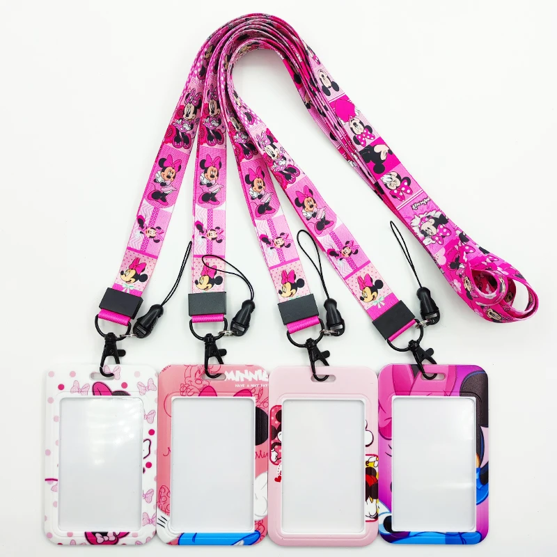 New Arrival Disney Lanyard ID Badge Holder Minnie Credit Card Case Neck Strap Ladies Door Card Holder  Credentials Accessories