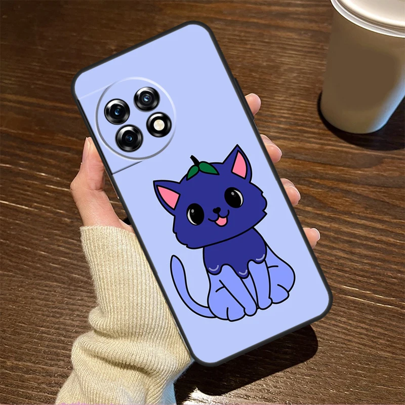 Cute Kawaii Blueberry Cat Case For OnePlus Nord CE 3 Lite 2 2T N10 N20 N30 N100 N200 8T 9R 10R 10T 9 10 Pro 11 Cover