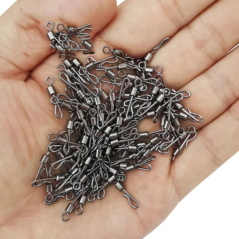 50pcs Bearing Swivel Fishing Connector Q Shaped Quick Change Swivels For Carp Fishing Terminal Tackle Accessories image 6