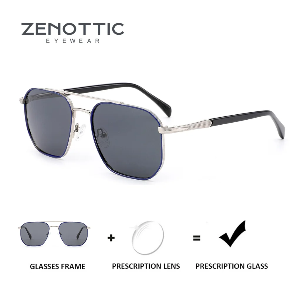 

ZENOTTIC модные поляризационные солнцезащитные очки для близорукости, мужские трендовые металлические солнцезащитные очки с защитой UV400, корректирующие солнцезащитные очки для пилотов RTM-2102