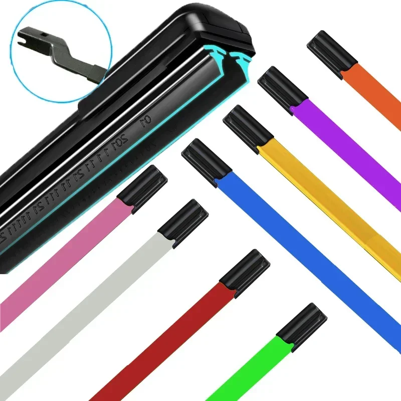 

Colorful Guide Lock Car Windshield Wiper blades Universal Soft Double layer Rubber Frameless Bracketless 16" 19" 20" 22" 24"26"