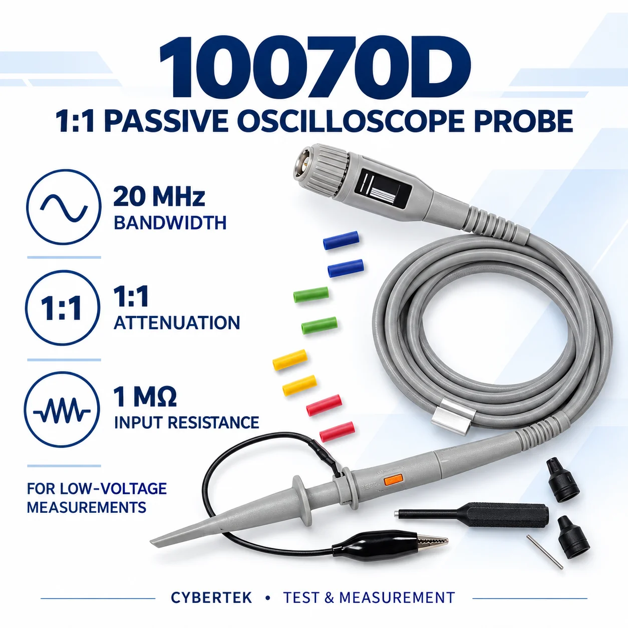 KEYSIGHT 10070D N2140A N2840A Passive Oscilloscope Probe, 20MHz 1:1 High Impedance Test Lead, High Voltage Scope Accessory