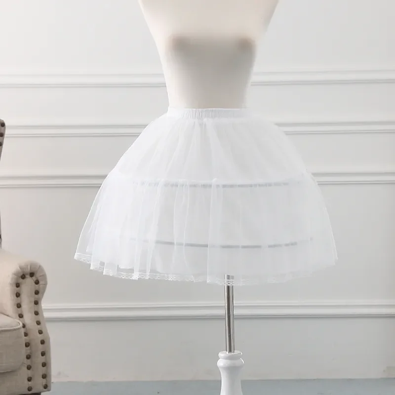 Jupon Blanc à 2 Cerceaux pour Fille, Crinoline, Sous-Jupe, Fleur, Robe de Bal, Bouffante