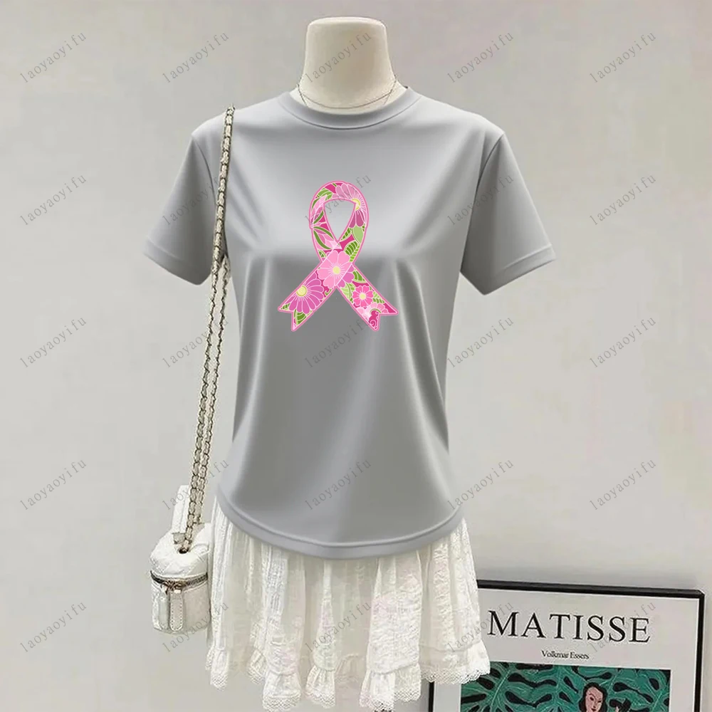 Breast Cancer Awareness in October We Wear Pink Women T Shirt Halloween Pumpkin Head Ghost  T Shirt High Quality Cotton Tops