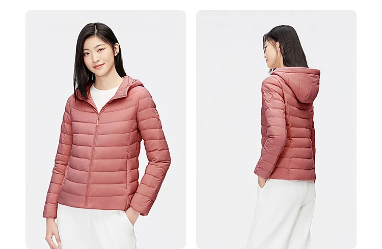 BOSIDENG New 90% Down Jacket for Women Light Jacket Hooded Jacket