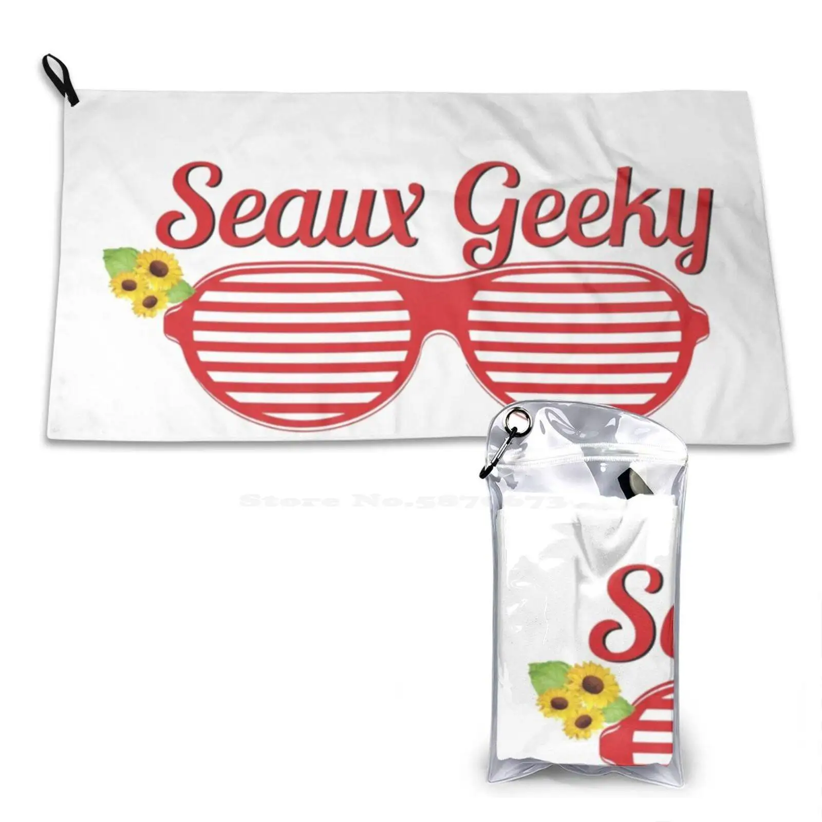 Seaux Geeky Pattern Soft Face Towel Home Outdoor Geek Chic Girly Sunflower Red Glasses Smart