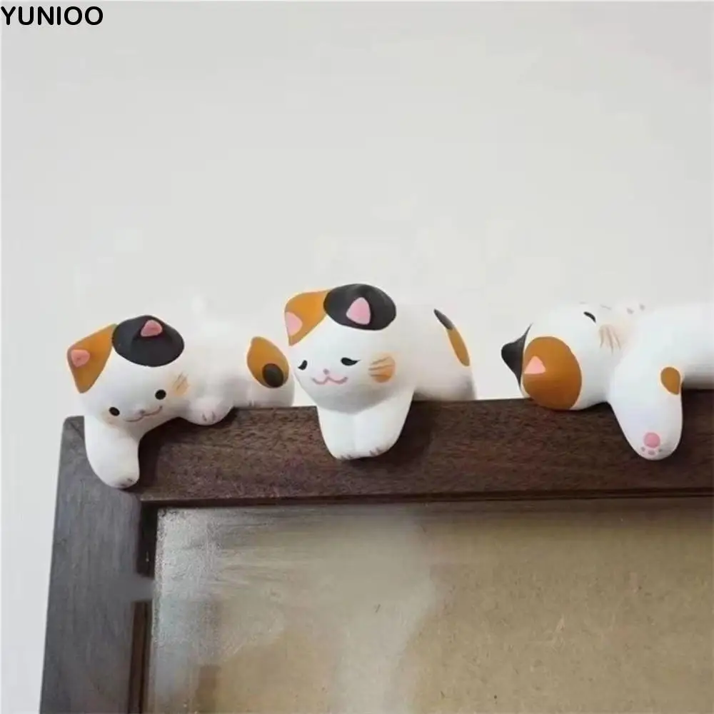 

3pcs /set Handmad Lucky Cat Resin Figurine Collectible Statue Kitten Car Ornaments Cartoon Crafts Pet Cat Landscape Decoration