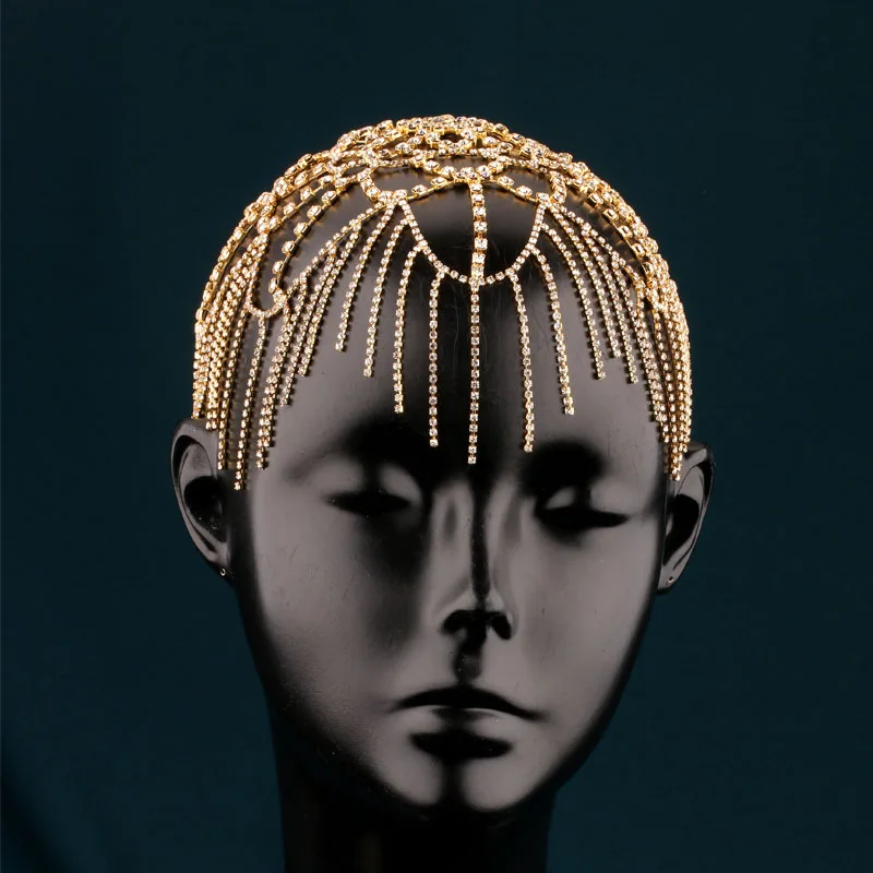 Corrente de cabelo ultrafina cravejada de diamantes com borlas e enfeites de diamantes de água – um acessório de cabelo estiloso perfeito para bri