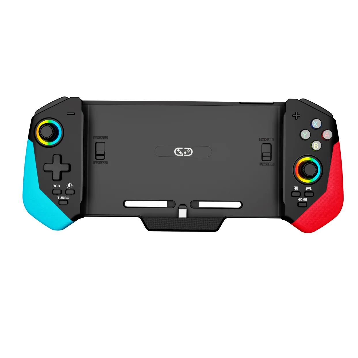 وحدة تحكم في الإضاءة STK-7047 RGB للتبديل/التبديل OLED مع مستشعر جيروسكوب 6 محاور وعصا التحكم في القاعة ووظيفة توربو/التلقائي