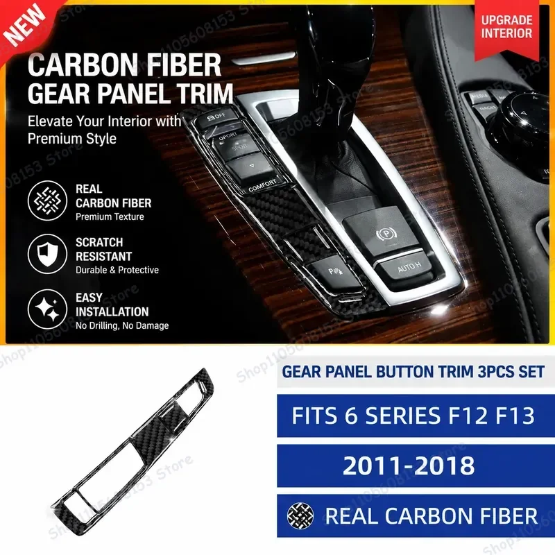 For BMW 6 Series F12 F13 2011-2018 Interior Carbon Fiber Gear Shift Button Decorative Sticker Automotive Styling Accessory