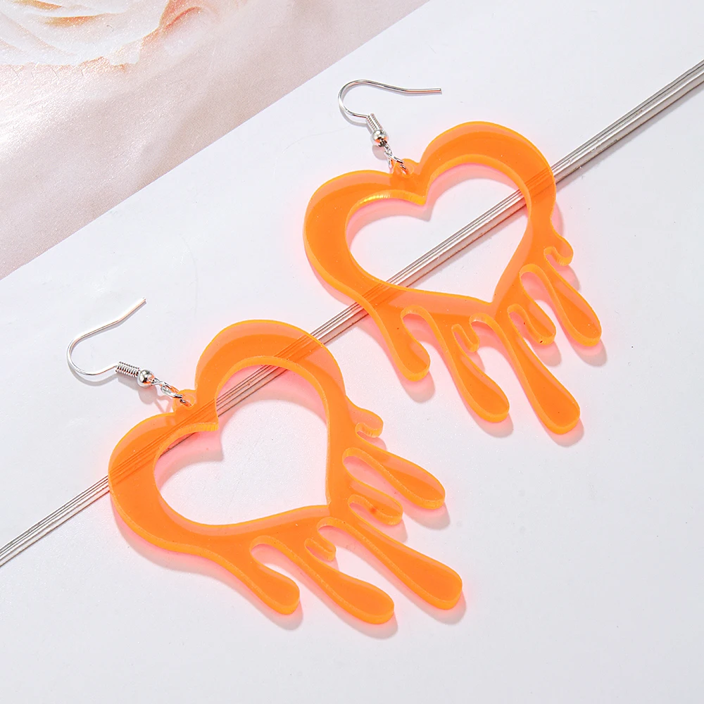 Valentine\'s Day Earings 2024 Spring Trend Heart Acrylic Earring Color Statement Earrings Clear Drop Earring for Women Girls