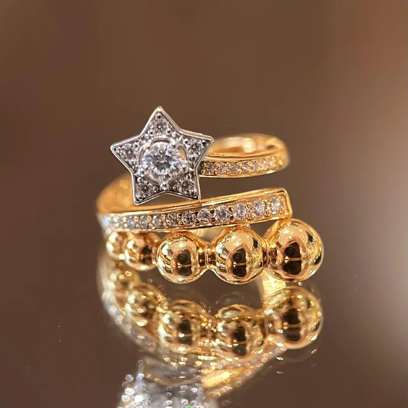 

Легкие роскошные ретро-кольца высокого качества с метеоритными бриллиантами, круглые бусины, уникальный дизайн, кольца для женщин, трендовое кольцо со звездой, свадебные украшения